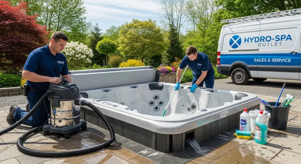 Hot tub drain and cleaning