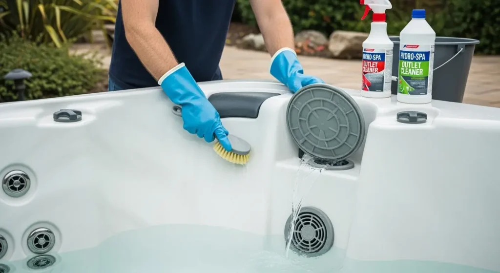 Hot tub drain and cleaning