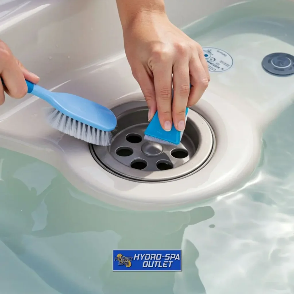 Hot tub drain and cleaning